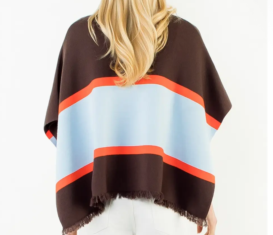 Colorblock Poncho
