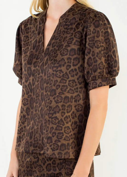 Suede Leopard Top