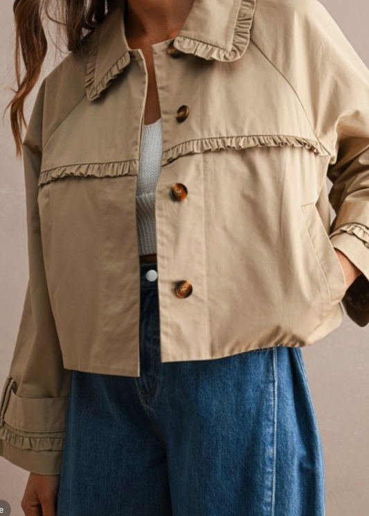 Ruffle Short Trench Coat