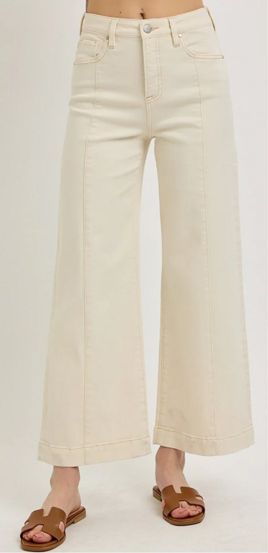 Risen Tummy Control-High Rise Crop Wide Jeans