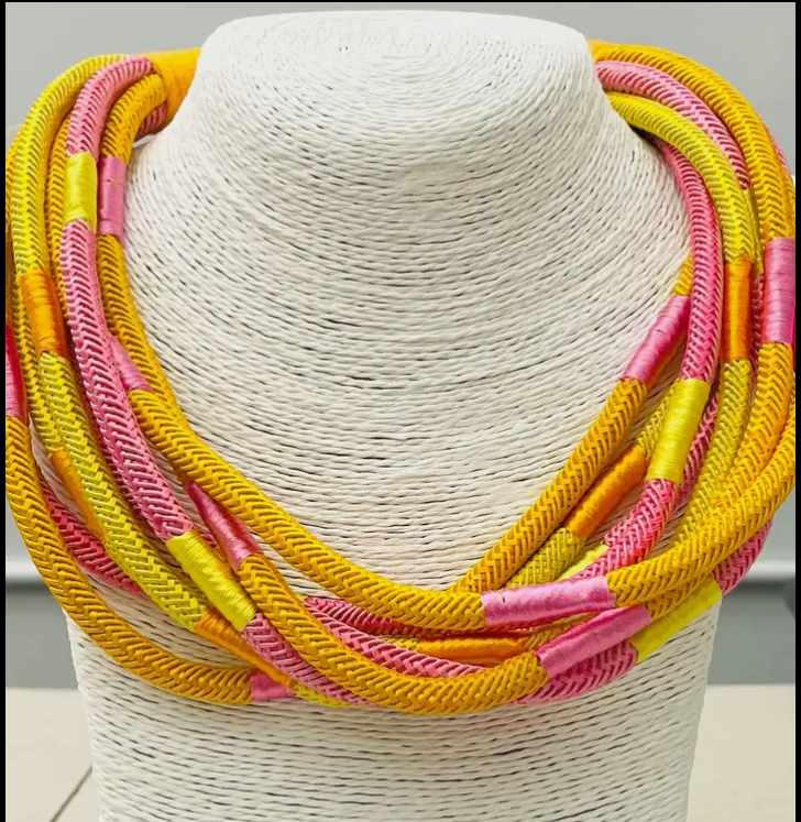 Yellow/Pink Rope Necklace
