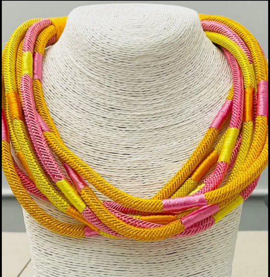 Yellow/Pink Rope Necklace