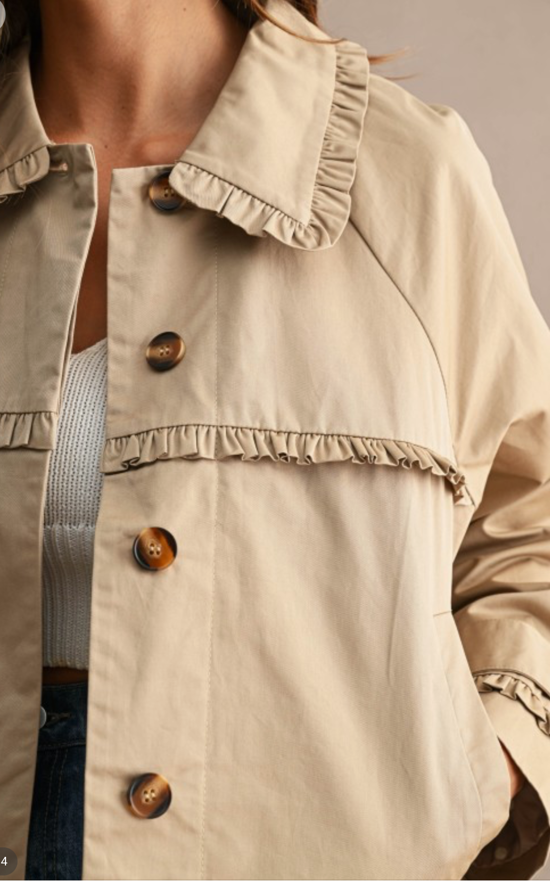 Ruffle Short Trench Coat