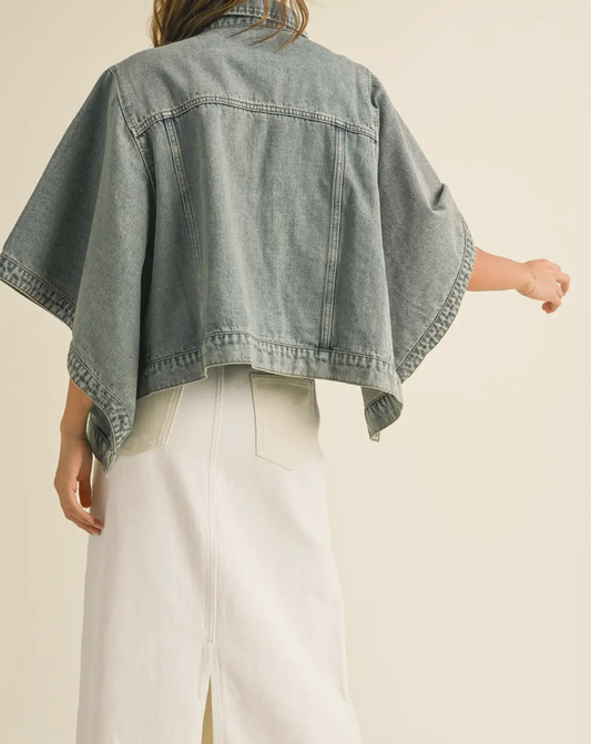 Cape Style Denim Jacket