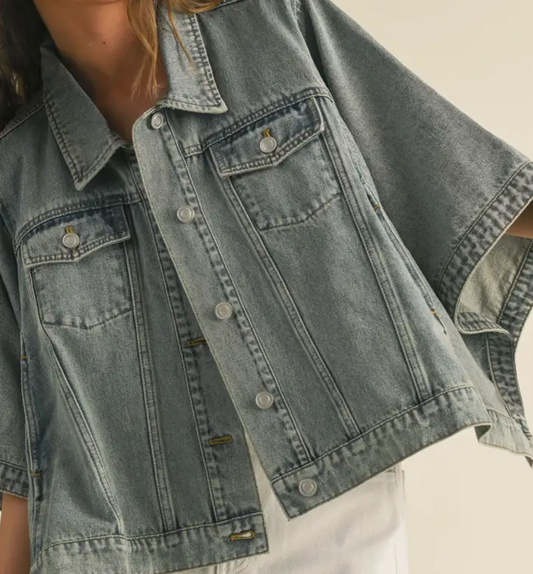 Cape Style Denim Jacket