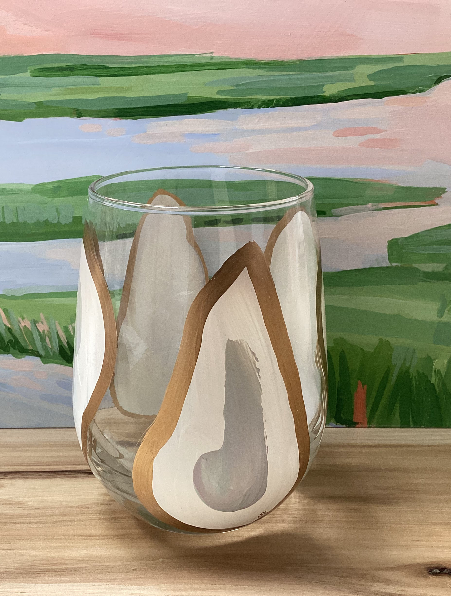 Stemless Oyster Confetti Glasses