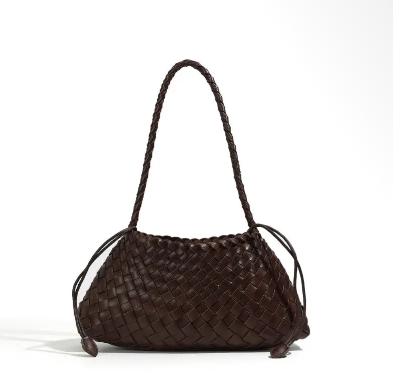 Dark Brown Woven Shoulder Bag