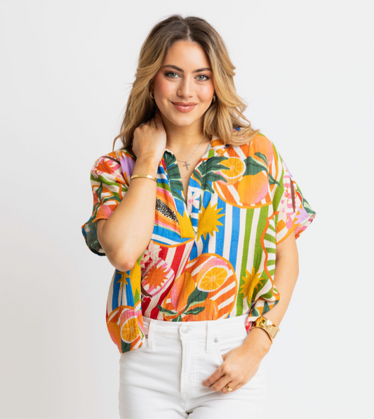 Tropical Collar Top