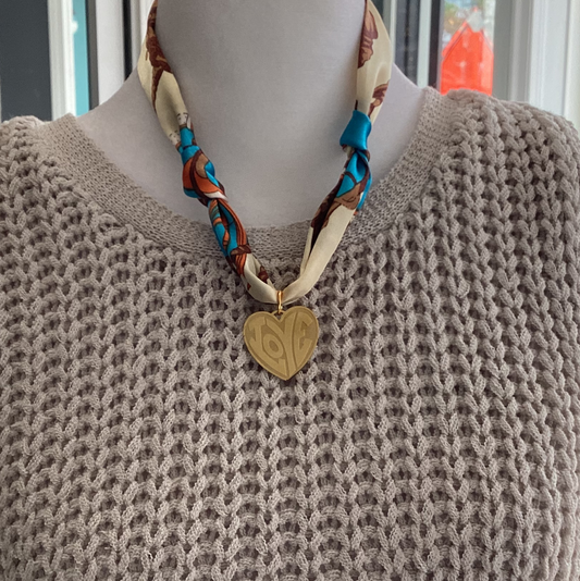 Mac & Malley Brown & Blue Scarf Necklace