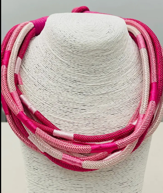 Hot Pink/Light Pink Rope Necklace