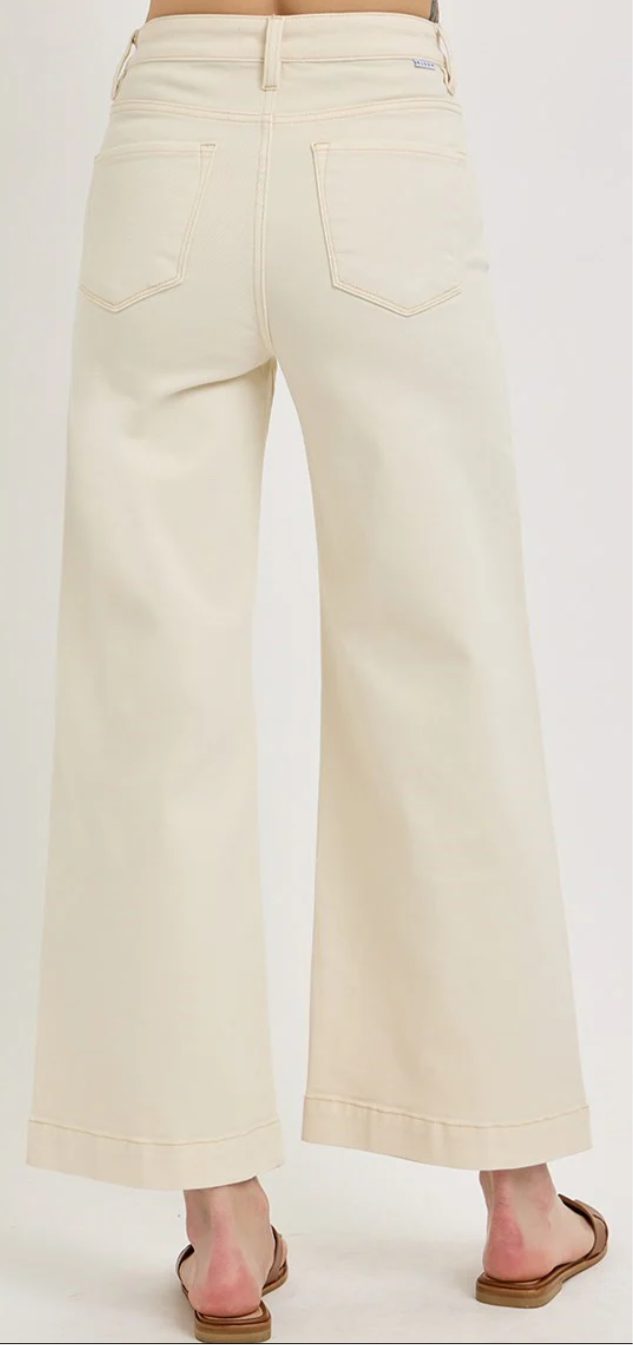 Risen Tummy Control-High Rise Crop Wide Jeans