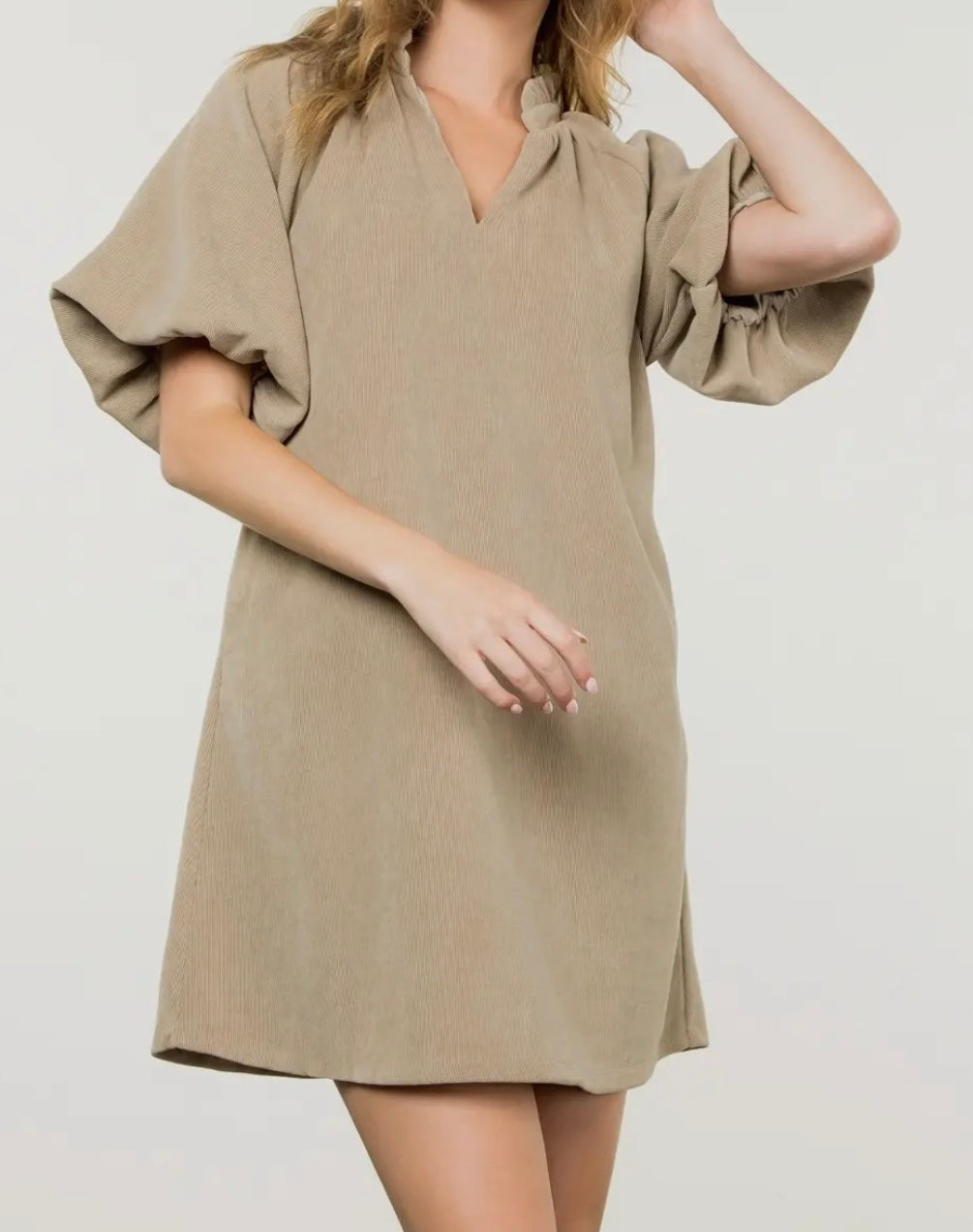 THML - Puff Sleeve Corduroy Dress