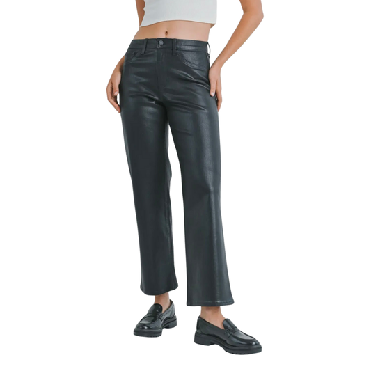 Just Black Denim - Coated Black Straight Leg