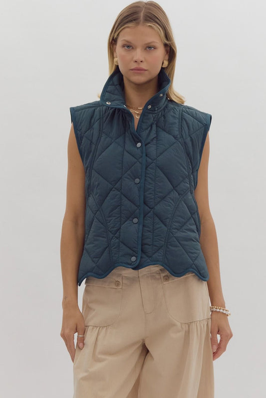 Pine Green Scalloped Vest