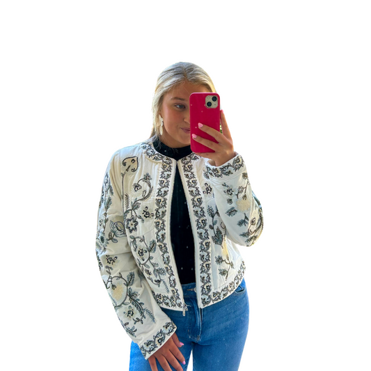 Embroidered Zip Up Jacket