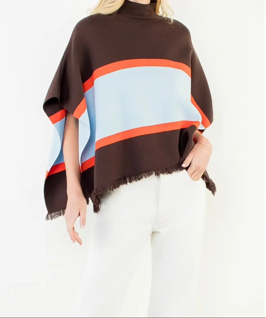 Colorblock Poncho