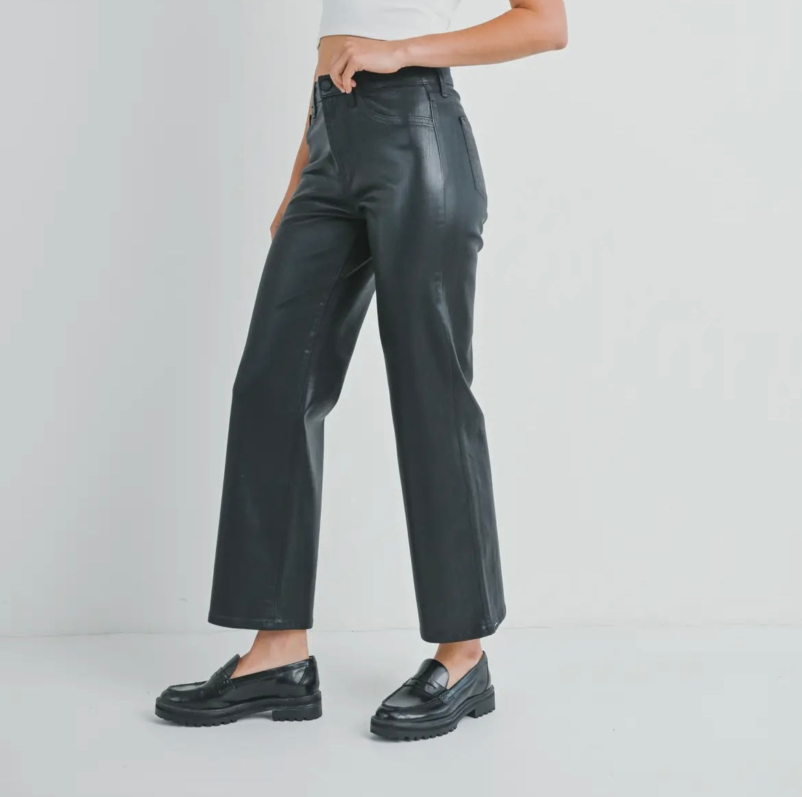 Just Black Denim - Coated Black Straight Leg