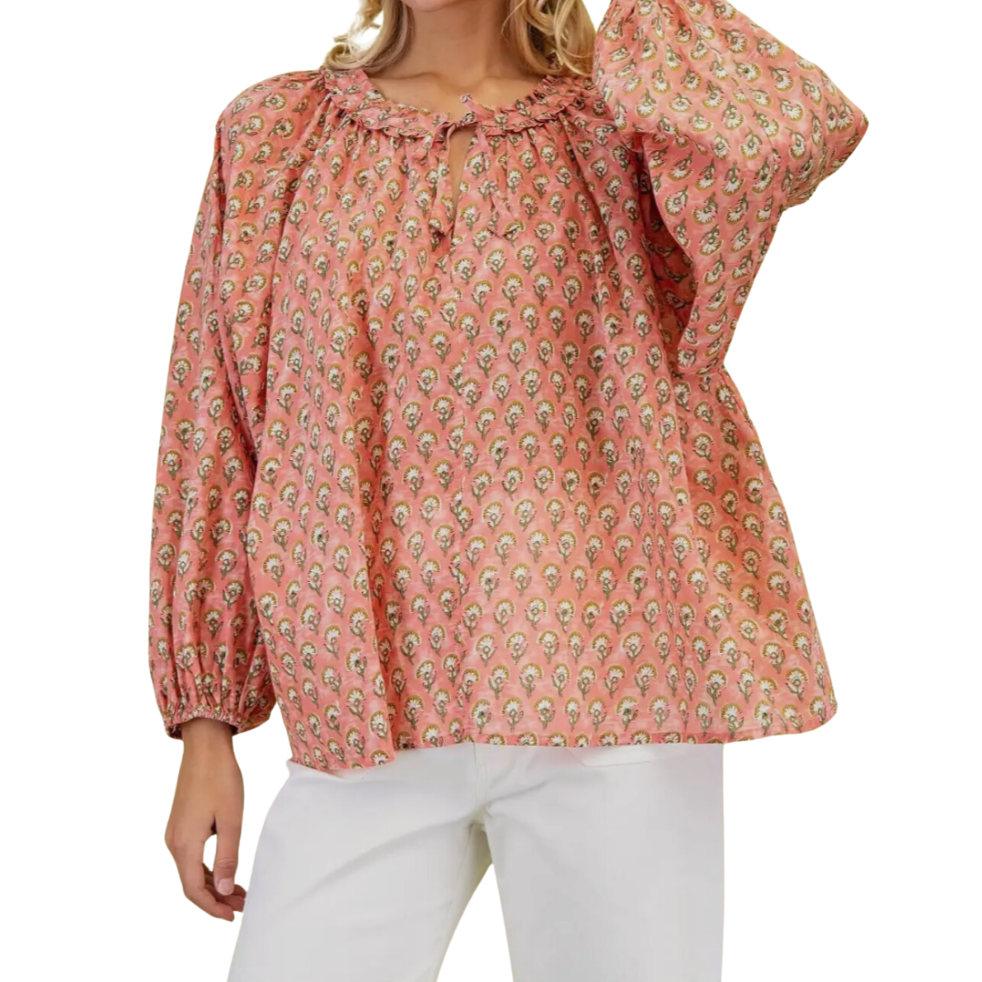 Coral Print Blouse