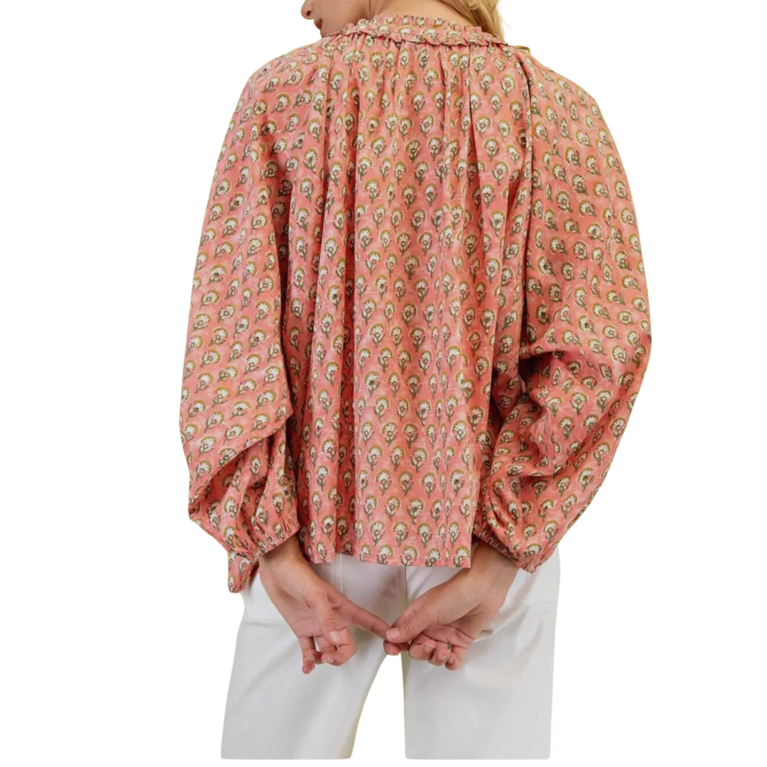 Coral Print Blouse