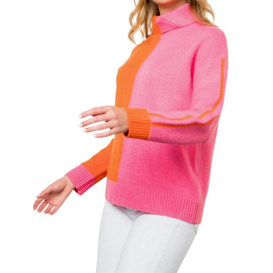 Colorblock Turtleneck Sweater