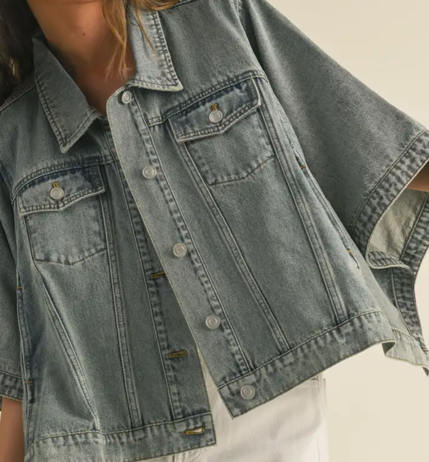 Cape Style Denim Jacket