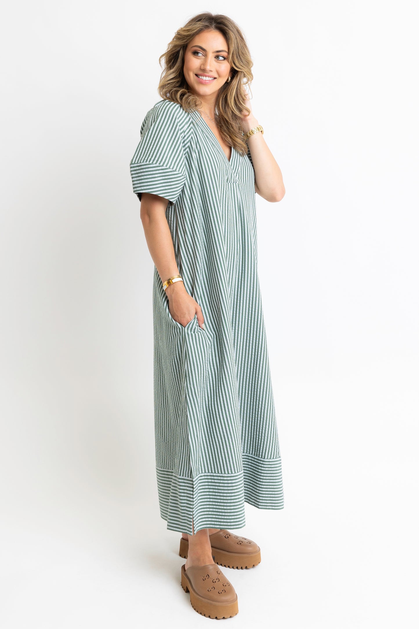 Karlie - Green Stripe Maxi