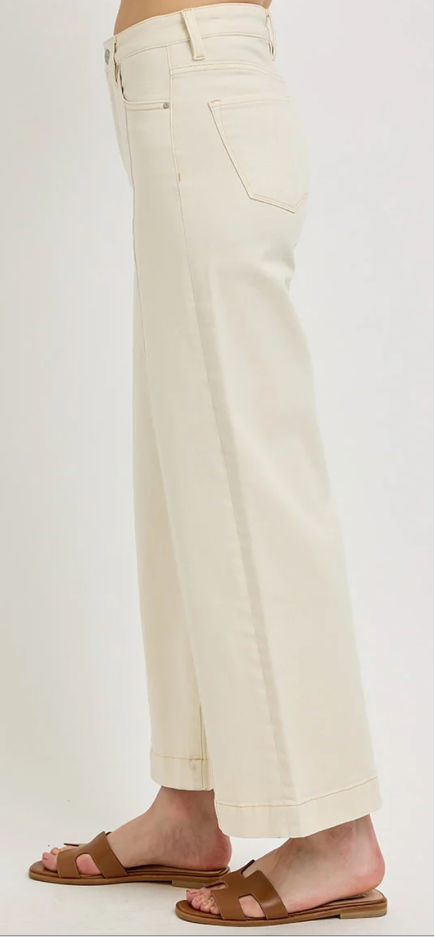 Risen Tummy Control-High Rise Crop Wide Jeans