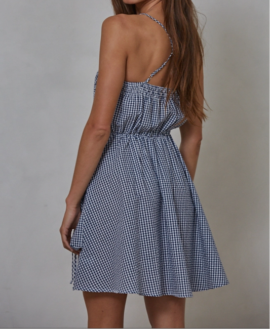 Navy Gingham Dress