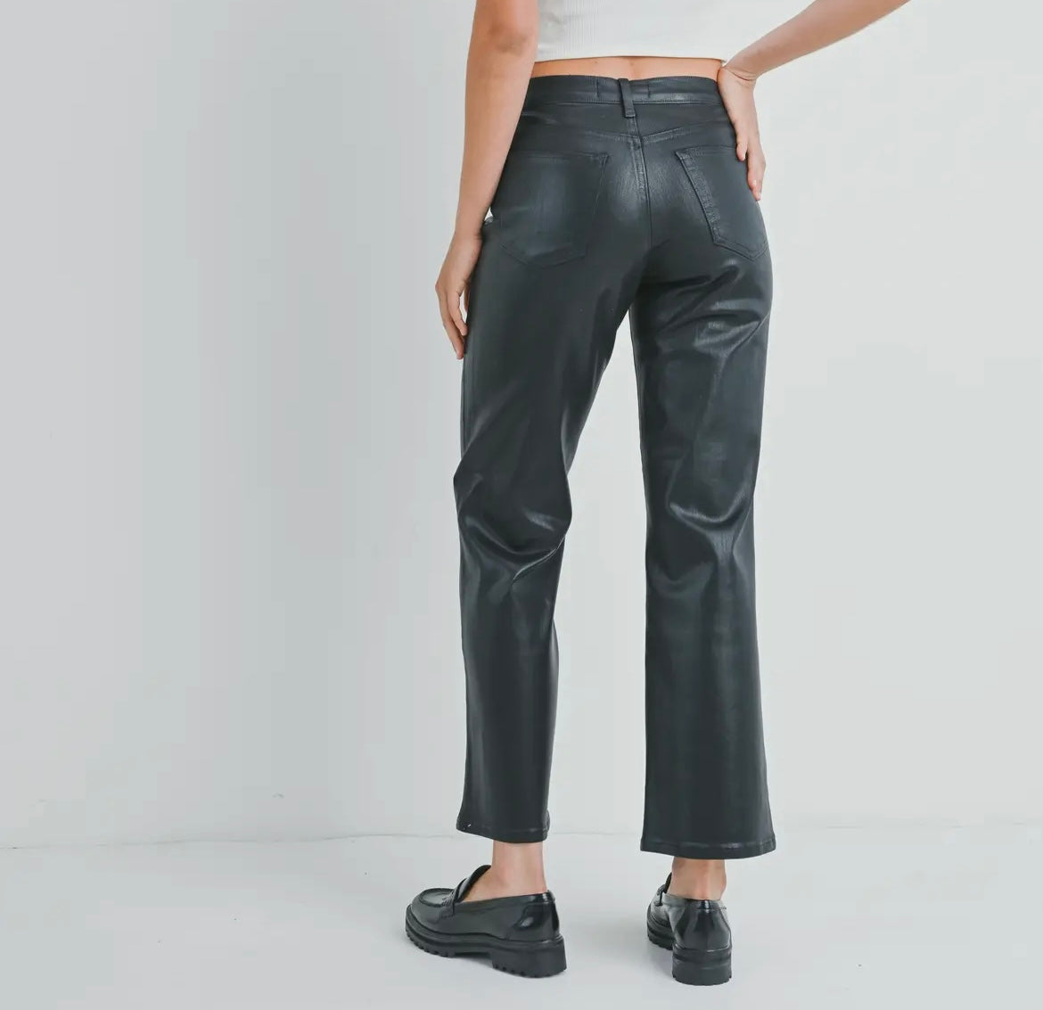 Just Black Denim - Coated Black Straight Leg