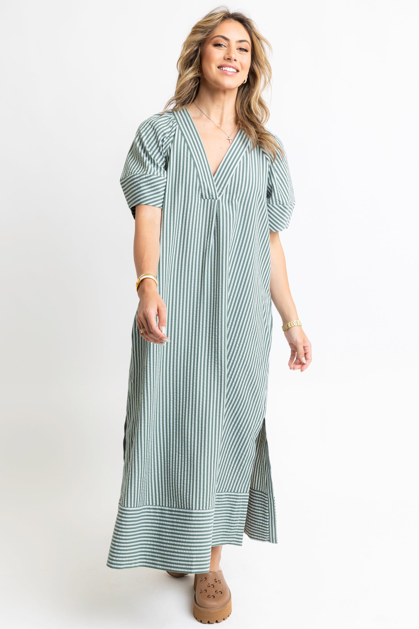 Karlie - Green Stripe Maxi