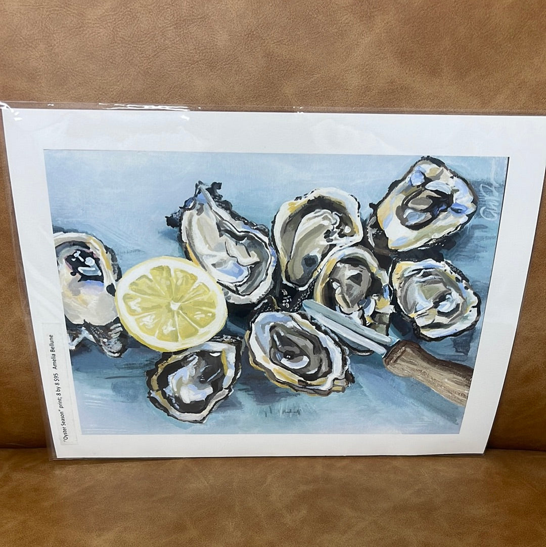 “Oyster Season” print 8 by 8 - Amelia Bellune