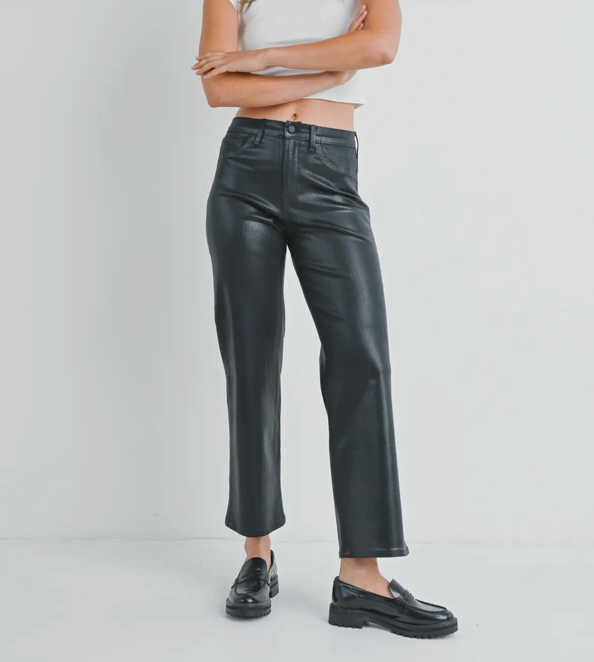 Just Black Denim - Coated Black Straight Leg