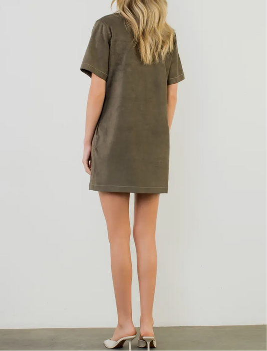 Olive Suede Dress