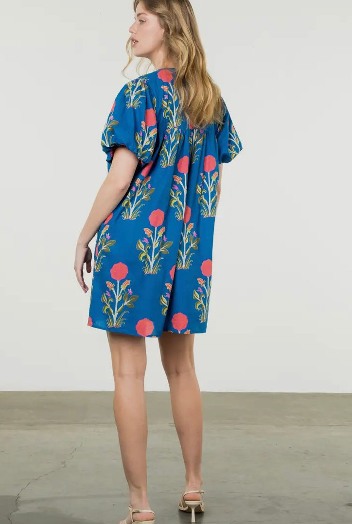 THML - Puff Slv Flower Dress