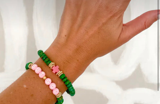 Cola Stacks - PINK CROSS bracelet