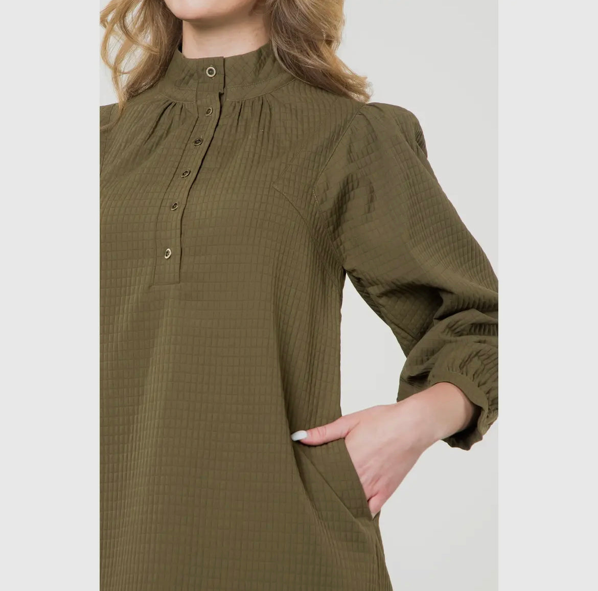 Martini Time Button Up Olive Dress