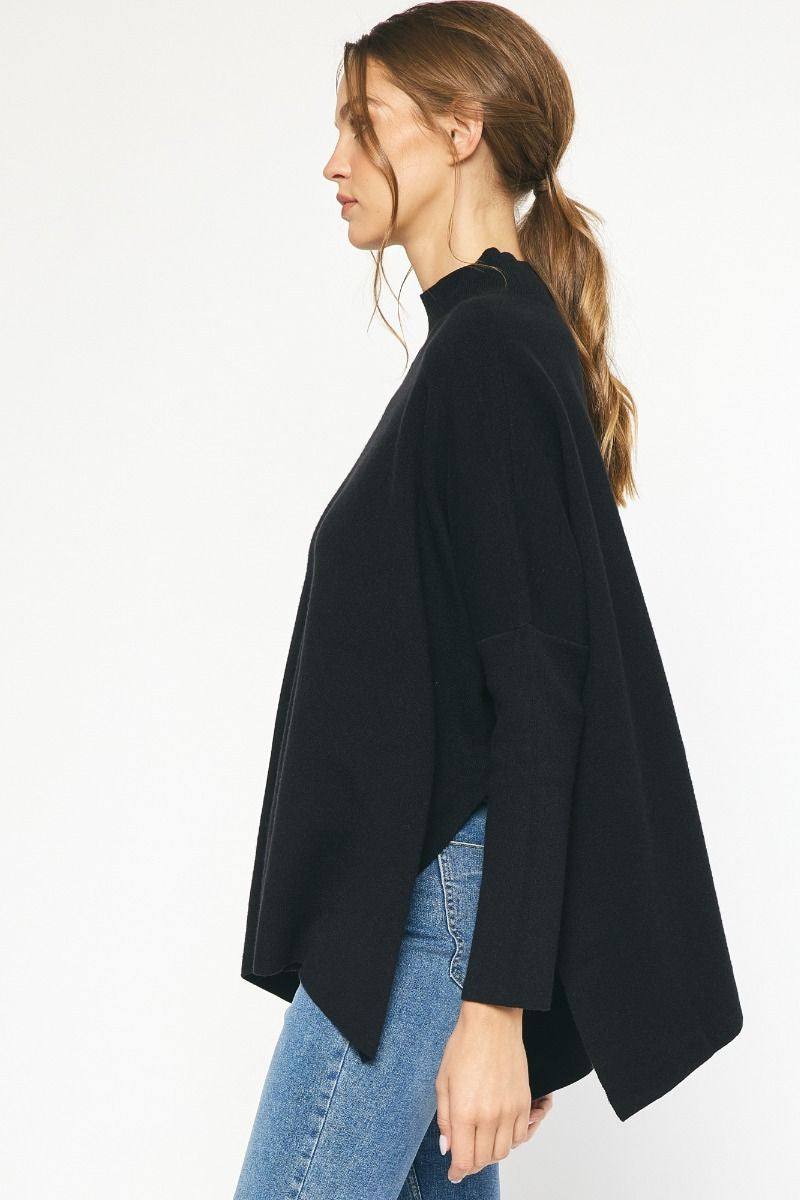 Oversized Black Mock Neck Sweater