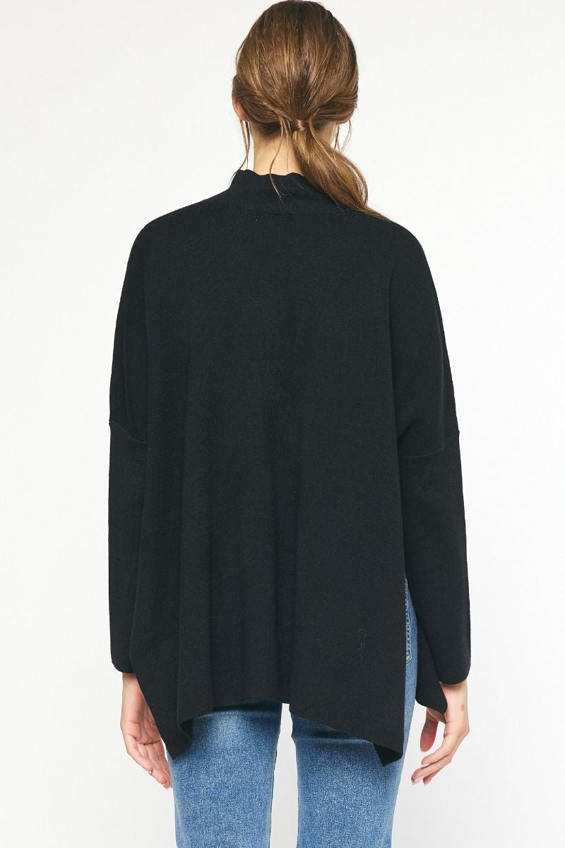 Oversized Black Mock Neck Sweater