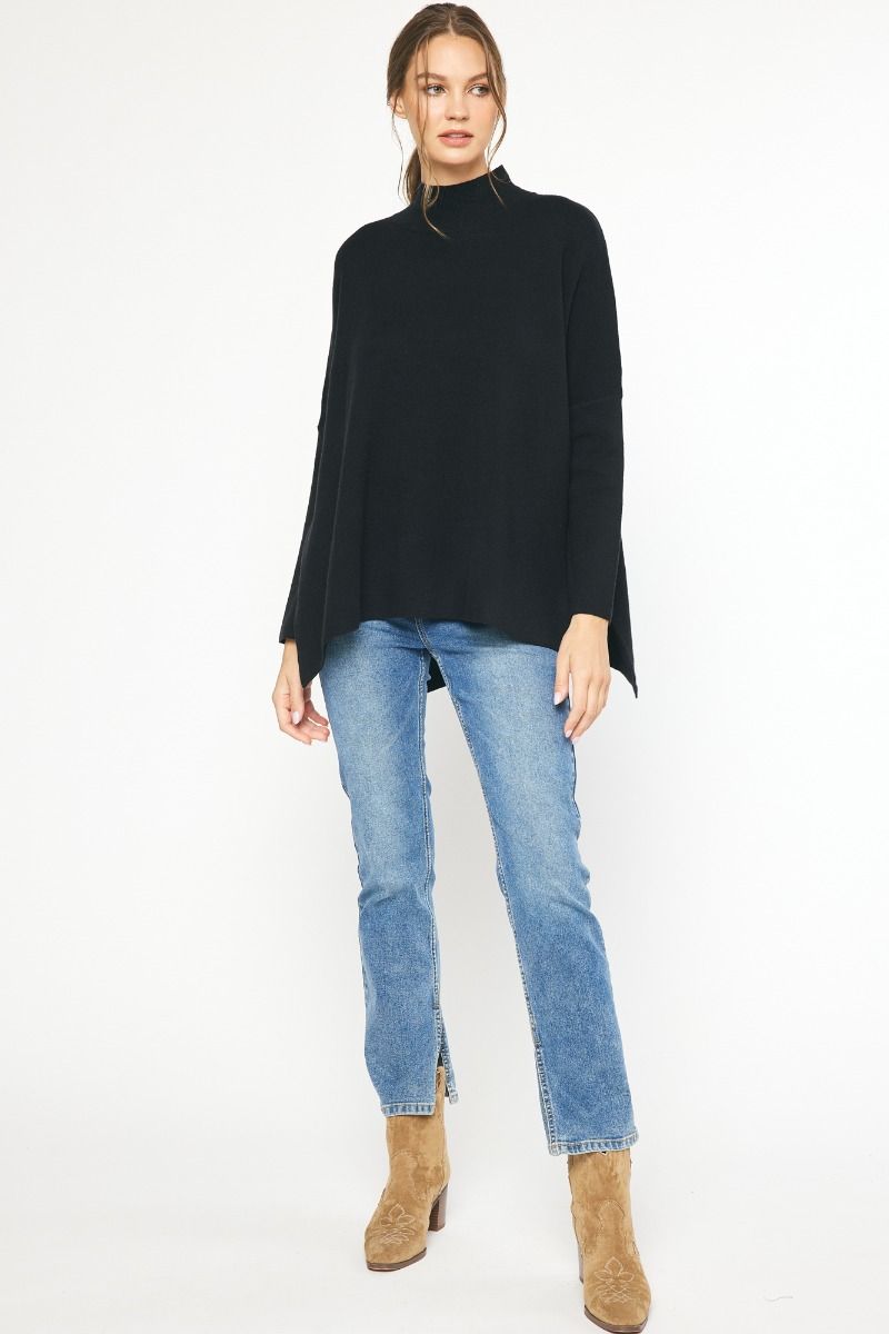 Oversized Black Mock Neck Sweater