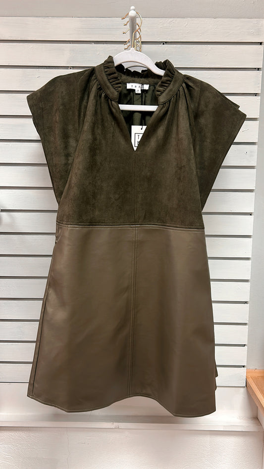 THML - Mixed Media Olive Dress