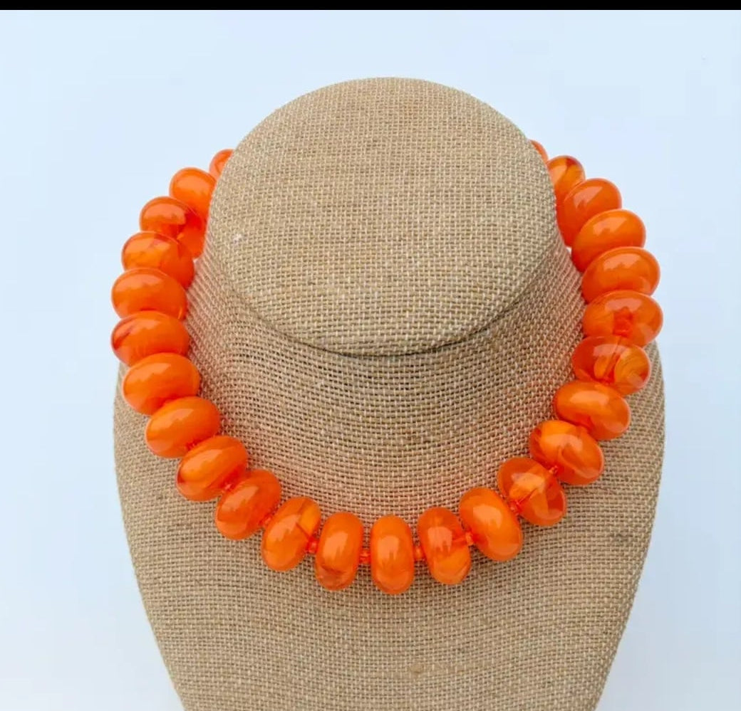 Rory Orange Beaded Necklace